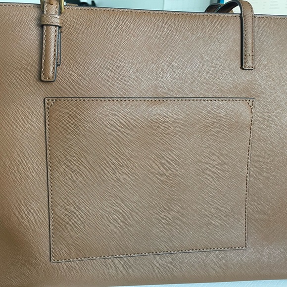 Tory Burch Tan Robinson Leather Tote with Gold Logo - Picture 3 of 8